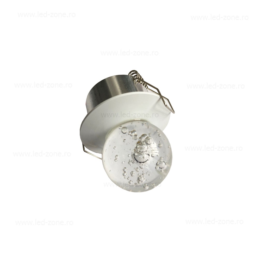 Spot LED 3W Mini Glob Sticla Rotund Alb
