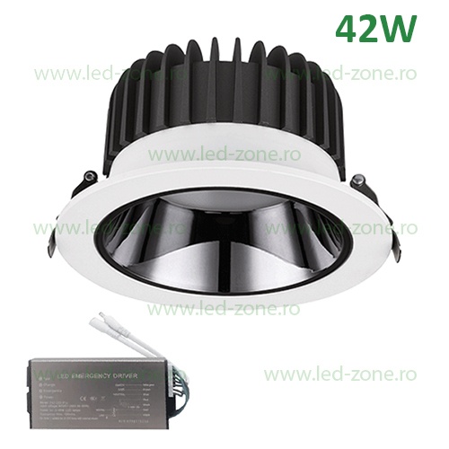 Spot LED 42W Rotund Negru Emergenta