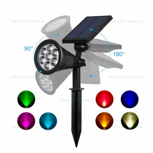 Spot LED Exterior 1.5W Solar RGB Rotund 220V Montaj Gradina