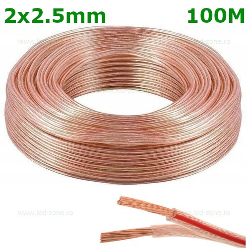 Conductor Electric 2x2.5mm Transparent Rola 100 Metri