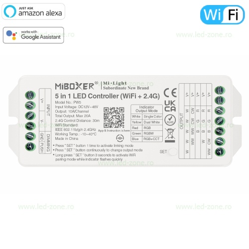 Controller Banda LED RGB-CCT 20A 240W WI-FI Tuya