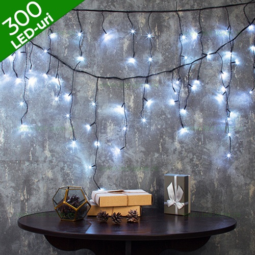 Instalatie LED Perdea Turturi 12x0.6m 300L Fir Negru