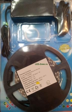 Kit Banda LED 5050 Rola 5m Interior, Sursa Alimentare