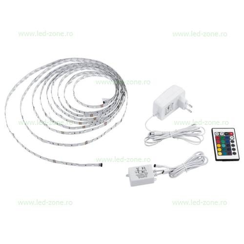 Kit Banda LED 5050 Rola 6m RGB Interior Telecomanda