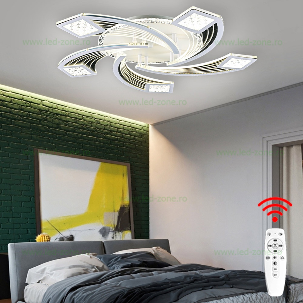 Lustra LED 68W 3 Functii Dimabila cu Telecomanda Cristal LZG16977-5