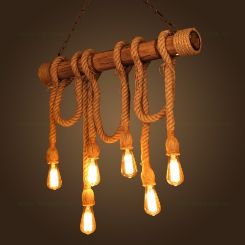 Lustra Rustic Bambus 6 Socluri E27 LZSF6
