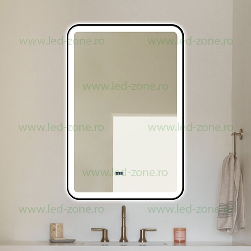 Oglinda Baie LED 60x90cm Touch Ceas Dezaburire LZJ136