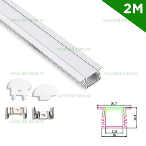 Profil Aluminiu Incastrat Dispersor Mat 2M 11.2MM