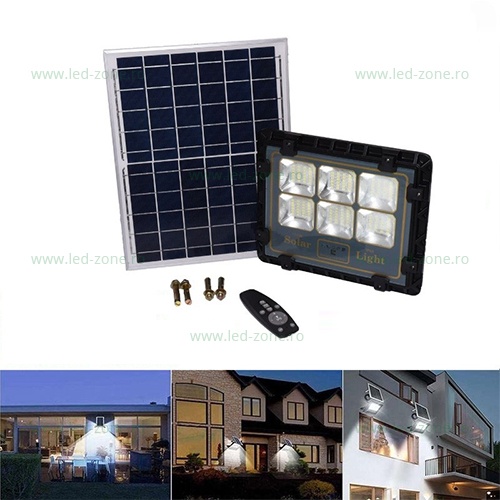 Proiector LED 100W SMD cu Panou Solar si Telecomanda