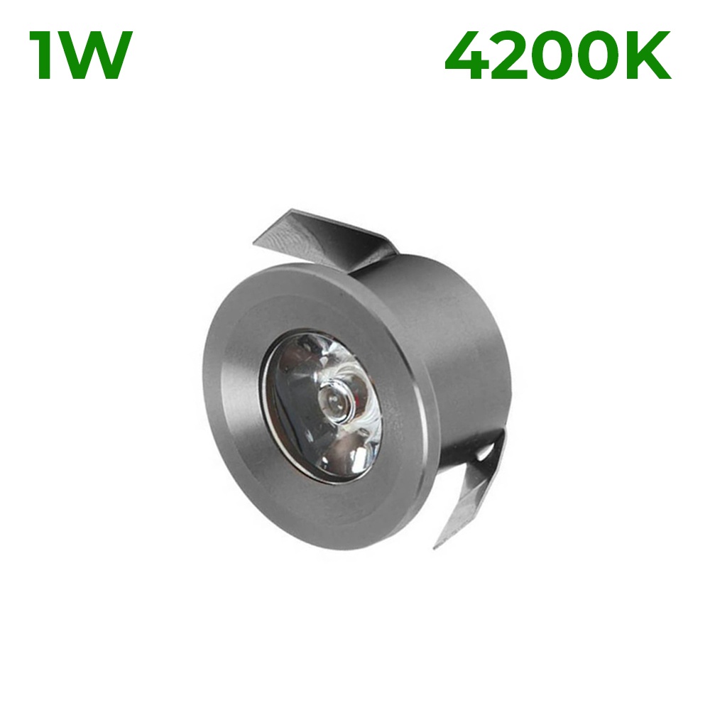 Spot LED 1W Mini Rotund Argintiu Alb Natural