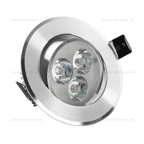 Spot LED 3x1W Rotund Mobil Argintiu 220V