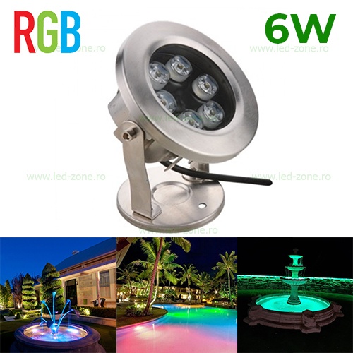Spot LED Exterior 6W Rotund RGB 12V Submersibil