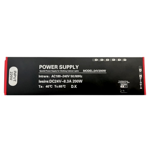 Sursa Slim 24V 200W Pentru Iluminat Banda LED Rafturi cu Senzor