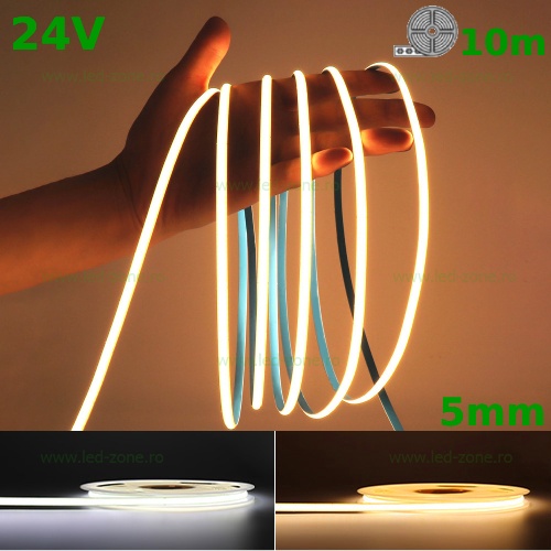 Banda LED COB 400 LED/ML Interior 5mm 24V Rola 10m