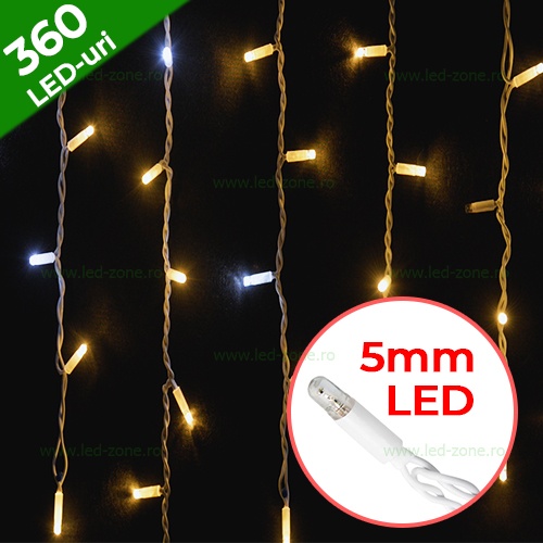 Instalatie LED Perdea Turturi Flash 8x1m 360 LED 5mm Fir Alb