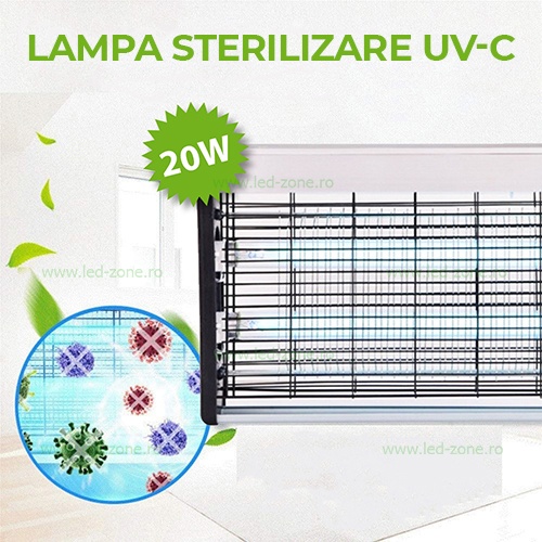 Lampa Sterilizare 20W cu 2xTUB T8 UV-C si Intrerupator