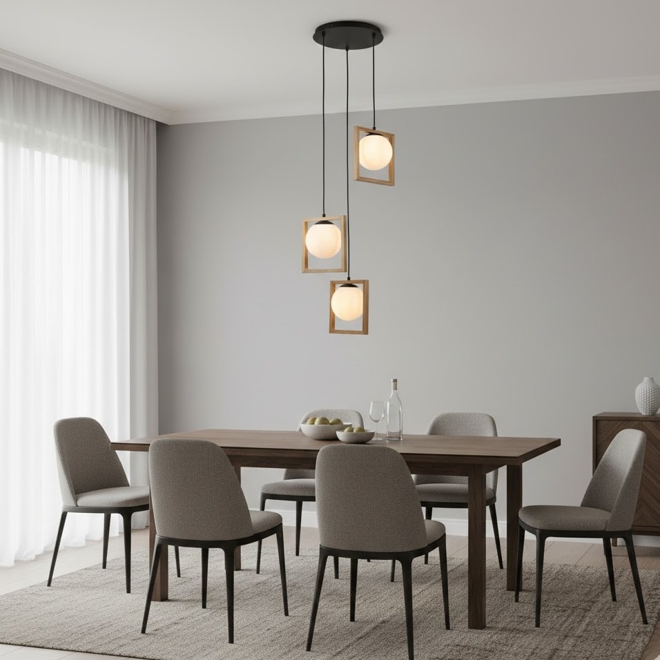 Lustra 3 Socluri E14 Lemn LZ3076