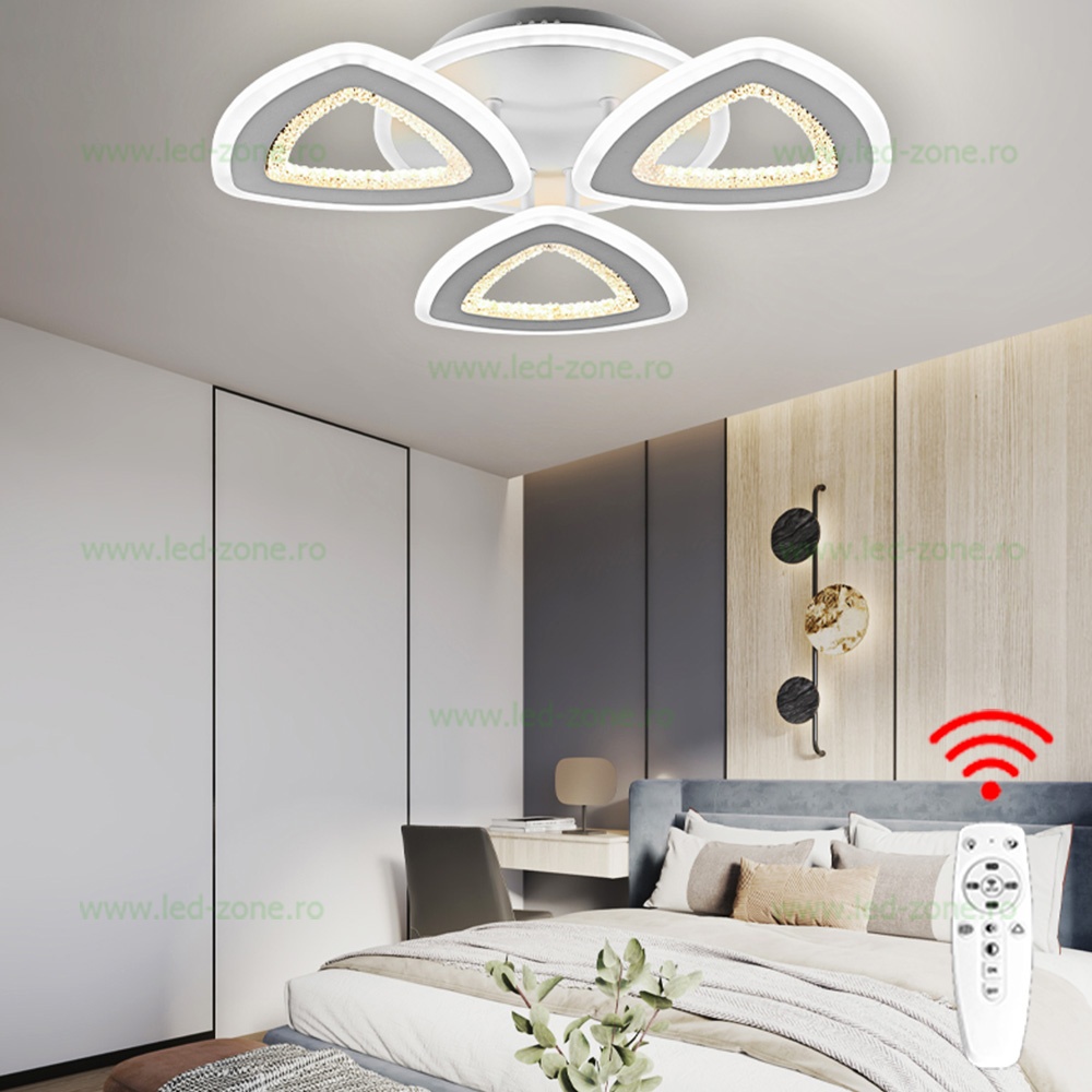 Lustra LED 116W 3 Functii Dimabila cu Telecomanda Cristal LZG16989-3