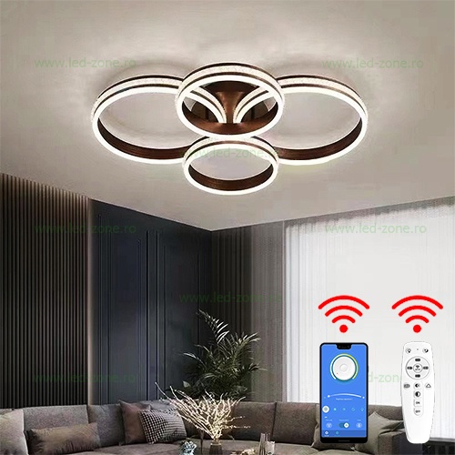 Lustra LED 200W 3 Functii Dimabila cu Telecomanda sau Telefon Cristal LZC873-4