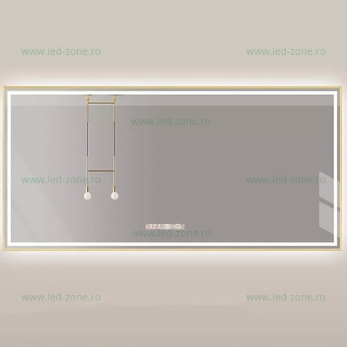 Oglinda Baie LED 100x65cm Touch Ceas Dezaburire LZJ21