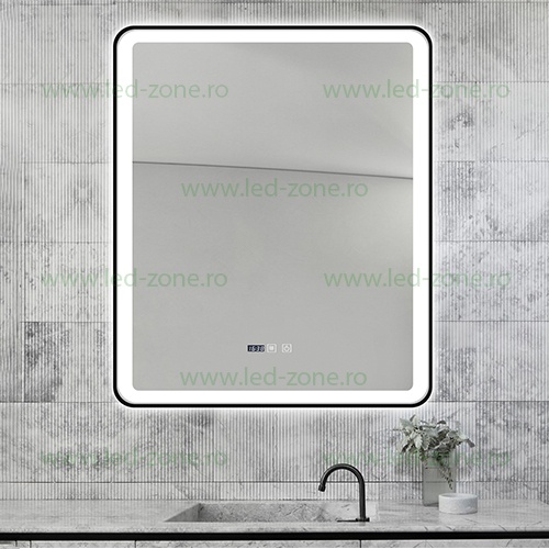 Oglinda Baie LED 75x90cm Touch Ceas Dezaburire LZJ137
