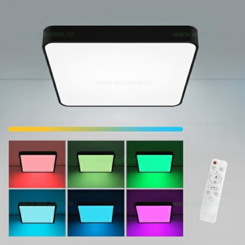 Panou LED 100W 60x60cm Aplicat Negru RGB-CCT cu Telecomanda
