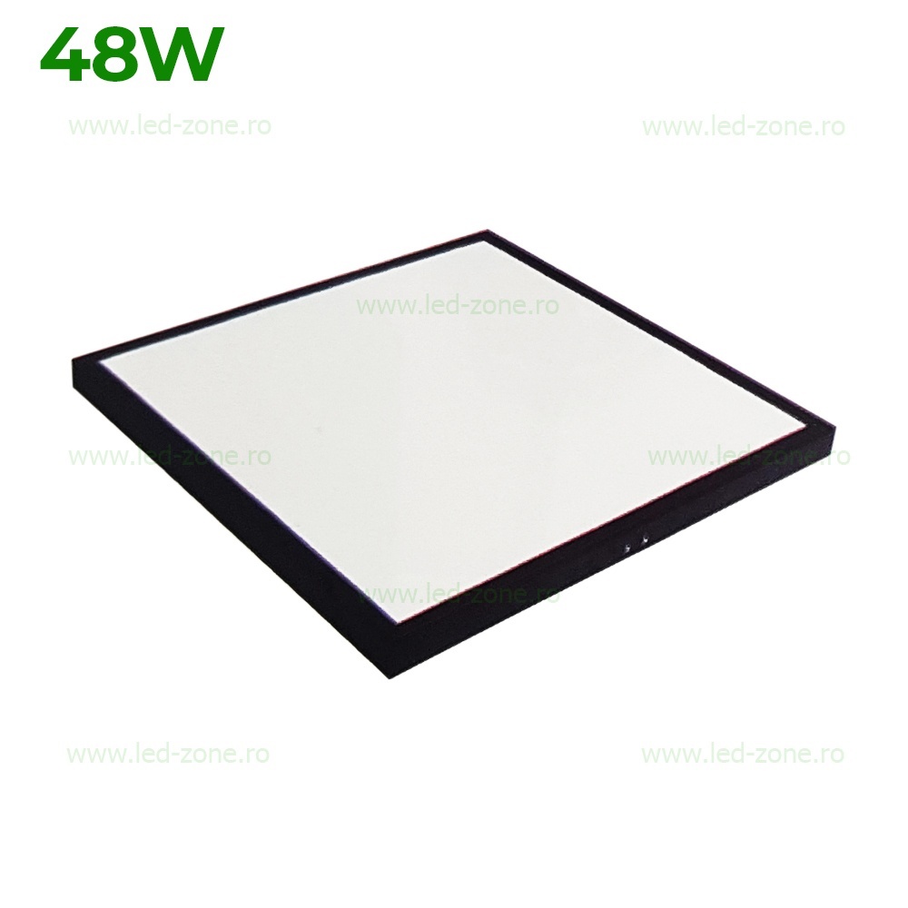 Panou LED 48W 60x60cm Alb Natural Aplicat Negru