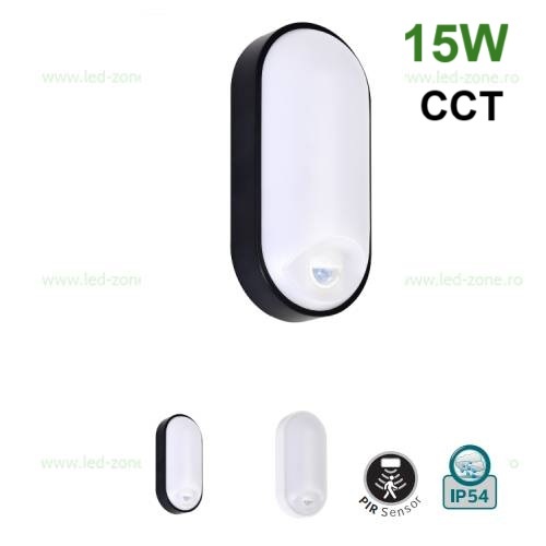 Plafoniera LED Senzor Reglabil 15W Ovala Exterior CCT- PALERMO
