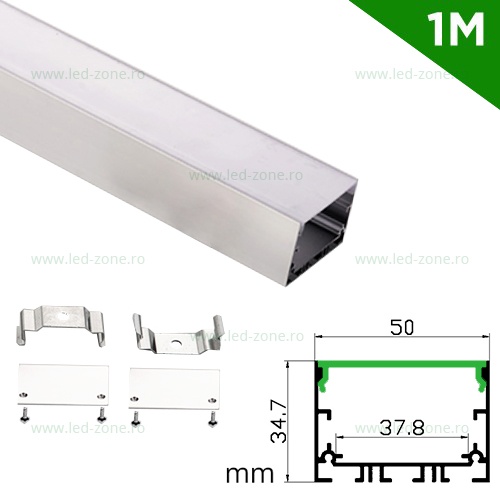 Profil Aluminiu Aplicat Dispersor Mat 1M 37.8MM