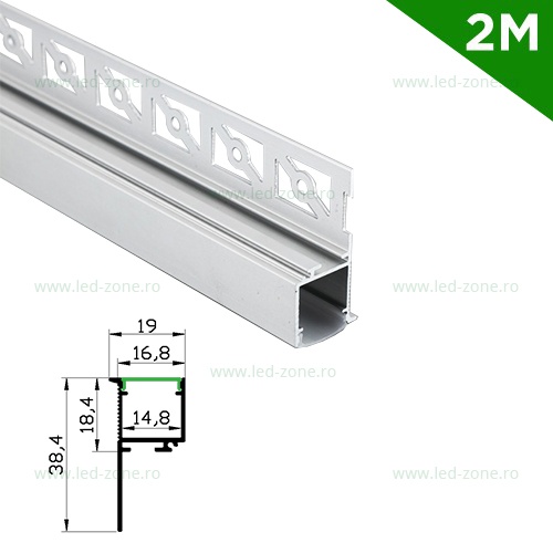 Profil Aluminiu Incastrat Sub Tencuiala 2M 12MM LZ4253