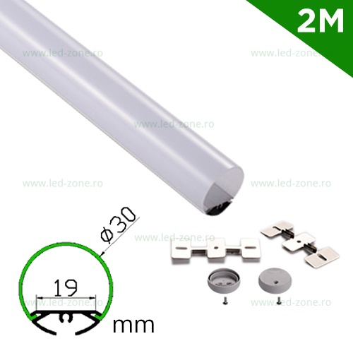 Profil Aluminiu Suspendat Dispersor Mat Cilindru 2M 19MM
