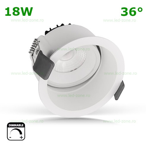 Spot LED 18W Rotund Mobil 36 Grade Alb Dimabil