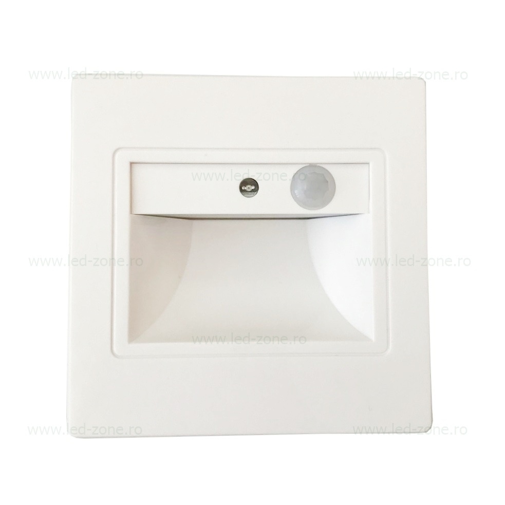 Spot LED 1W Patrat Alb Trepte Senzor