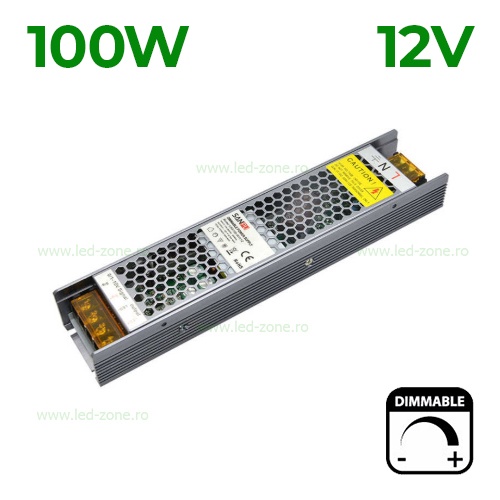 Sursa Alimentare Banda LED 12V 100W Slim Dimabila TRIAC