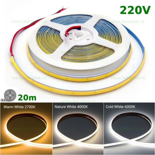 Banda LED COB 288 LED/ML Interior 220V Rola 20m