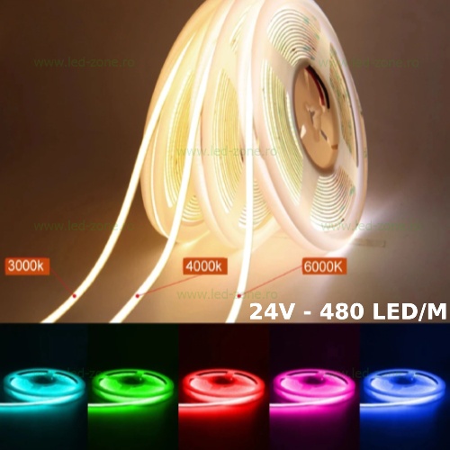 Banda LED COB 480 LED/ML Interior Diverse Culori 24V