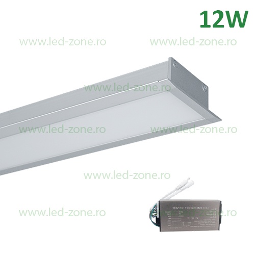 Corp Iluminat LED 12W 60cm Incastrabil Liniar EL-S48 Gri Emergenta