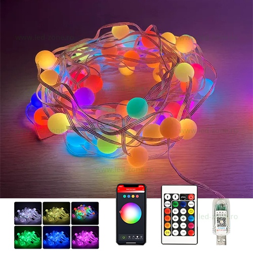 Instalatie LED USB 50 LED-uri RGB Telecomanda 5m