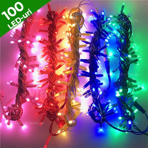 Instalatie Pom Craciun 100 LED-uri Exterior Fir Cauciucat si Colorat