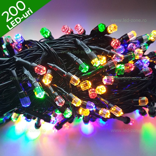 Instalatie Pom Craciun 200 LED-uri 20m Diamant Fir Negru