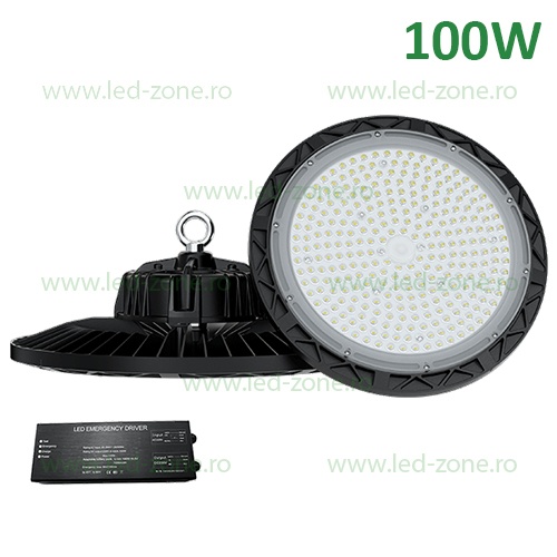 Lampa LED Iluminat Industrial 100W UFO Negru LONDON Emergenta