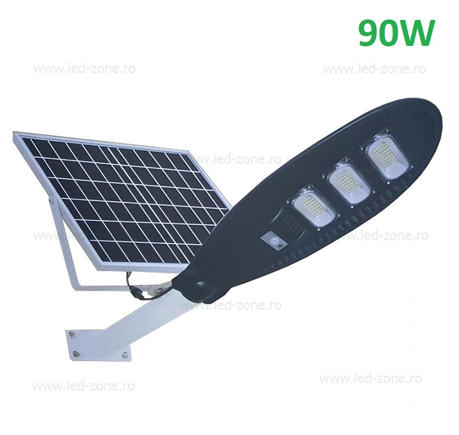 Lampa LED Iluminat Stradal 90W SMD Solara cu Suport si Telecomanda