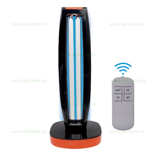 Lampa Sterilizare Germicida UV-C cu Ozonificare 38W Negru