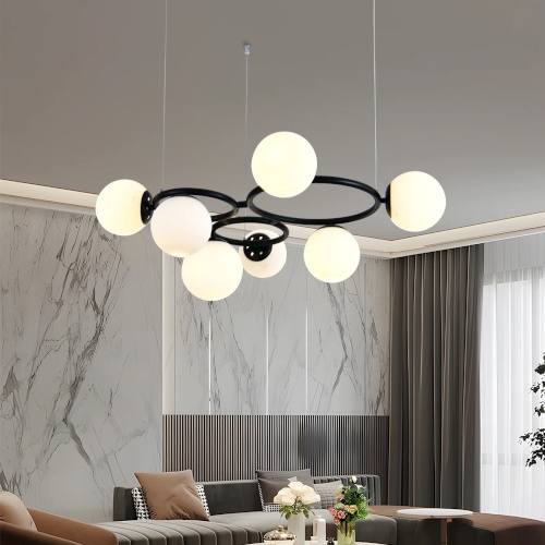 Lustra 7 Socluri E27 Negru/Alb LZ6805-7