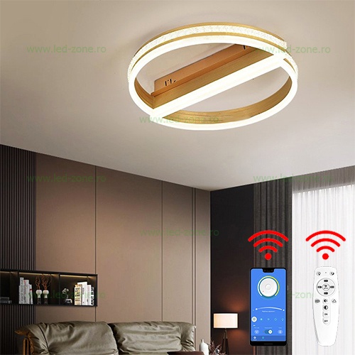 Lustra LED 120W 3 Functii Dimabila cu Telecomanda sau Telefon Cristal LZC878-1