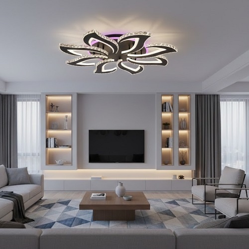Lustra LED 208W Neagra 3 Functii RGB Dimabila cu Telecomanda LZ7316