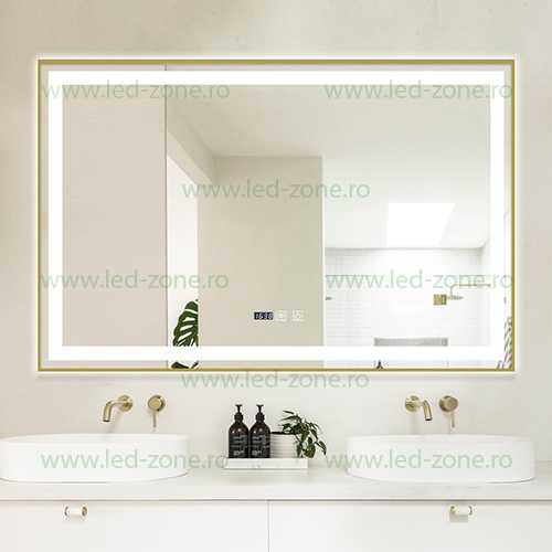 Oglinda Baie LED 100x65cm Touch Ceas Dezaburire LZJ121