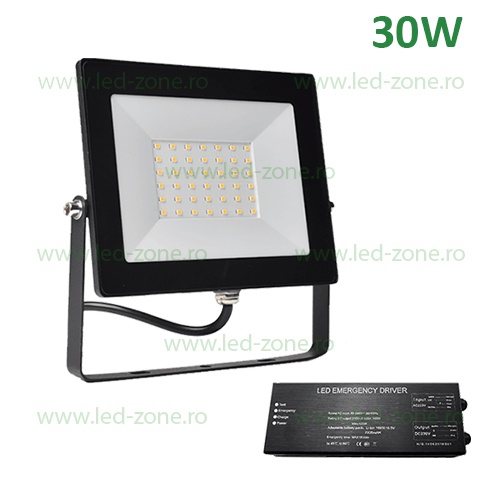 Proiector LED 30W Negru Emergenta HELIOS
