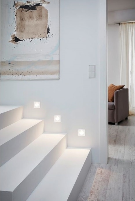 Spot LED 1.5W Patrat Alb Trepte Sticla