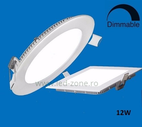 Spot LED 12W Slim Patrat Alb Dimabil
